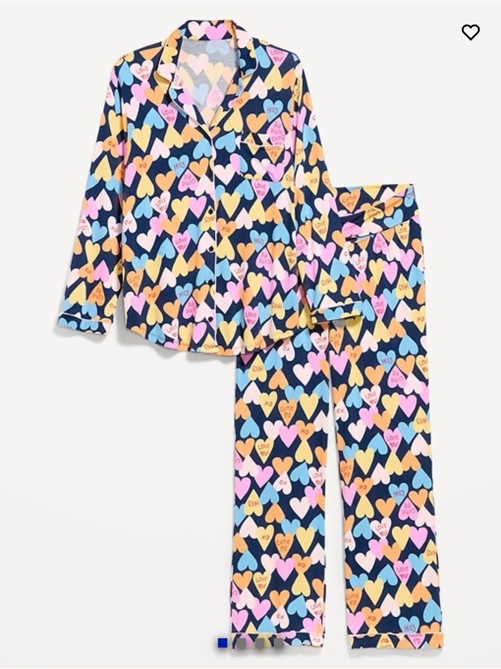 Old Navy Maternity Navy Heart-Print Pajama Set with Pastel Hearts